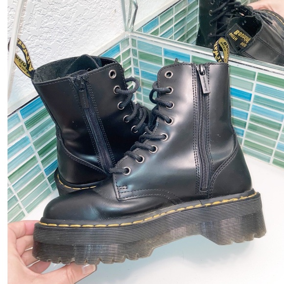 NWOT Dr. MARTENS Jadon Platform Combat Boots Black Polished smooth SZ: 7 (W) - Picture 5 of 15